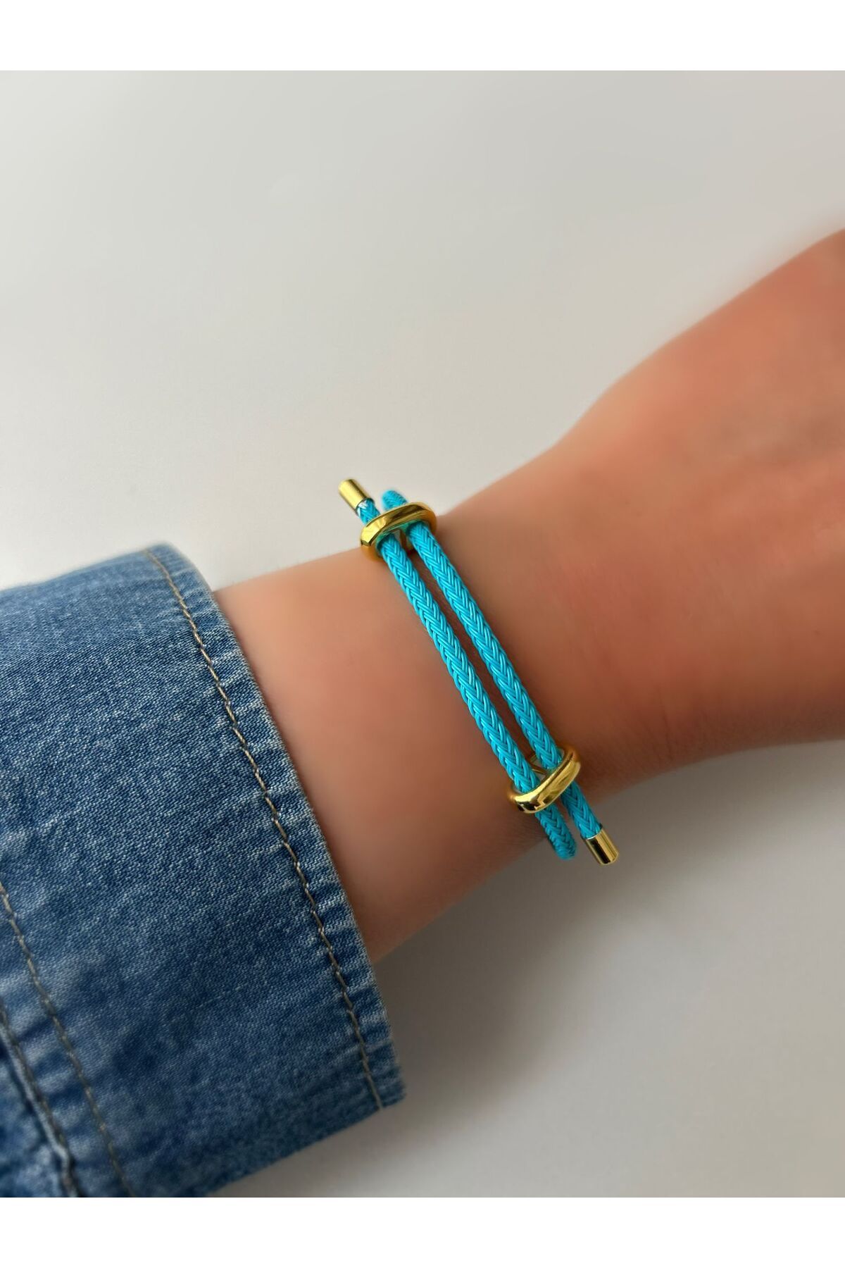 ecekypnrjewelry AYARLANABİLİR MAVİ DERİ İP BİLEKLİK