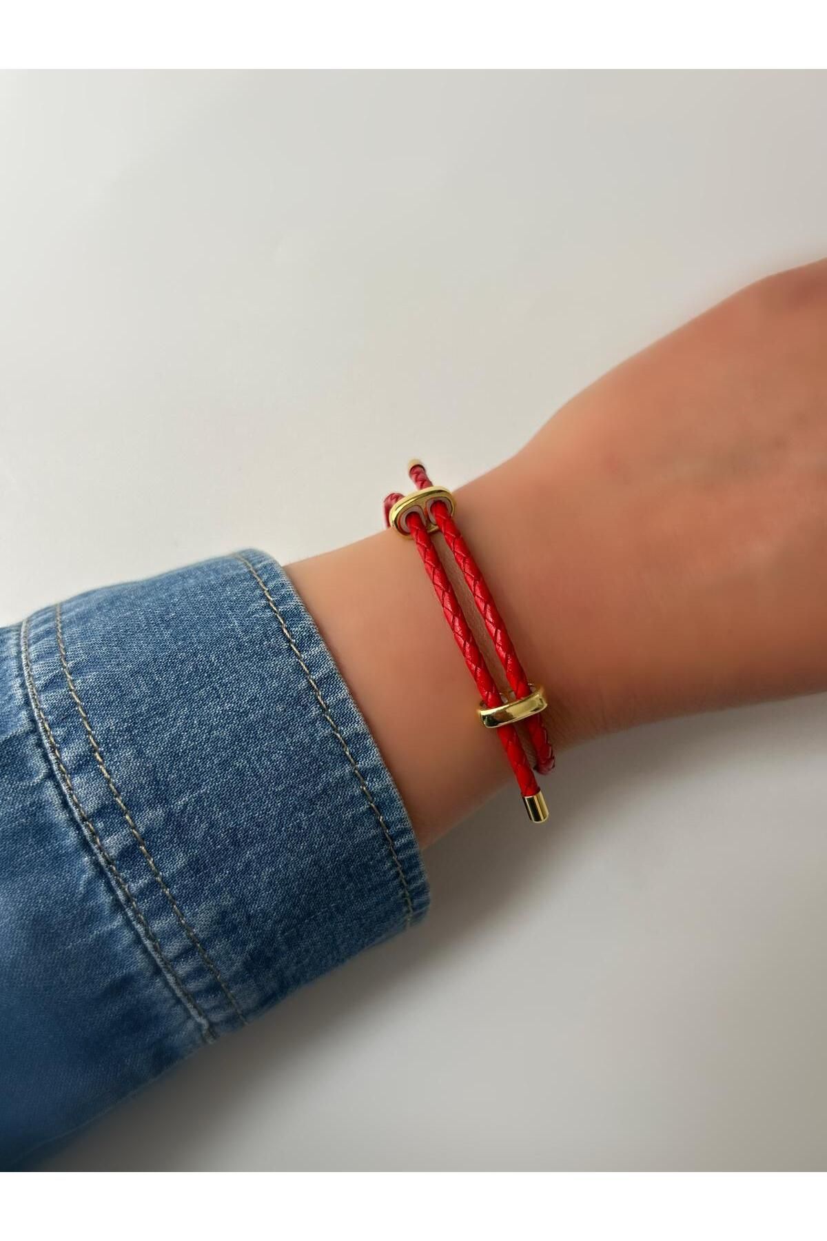 ecekypnrjewelry AYARLANABİLİR KIRMIZI DERİ İP BİLEKLİK