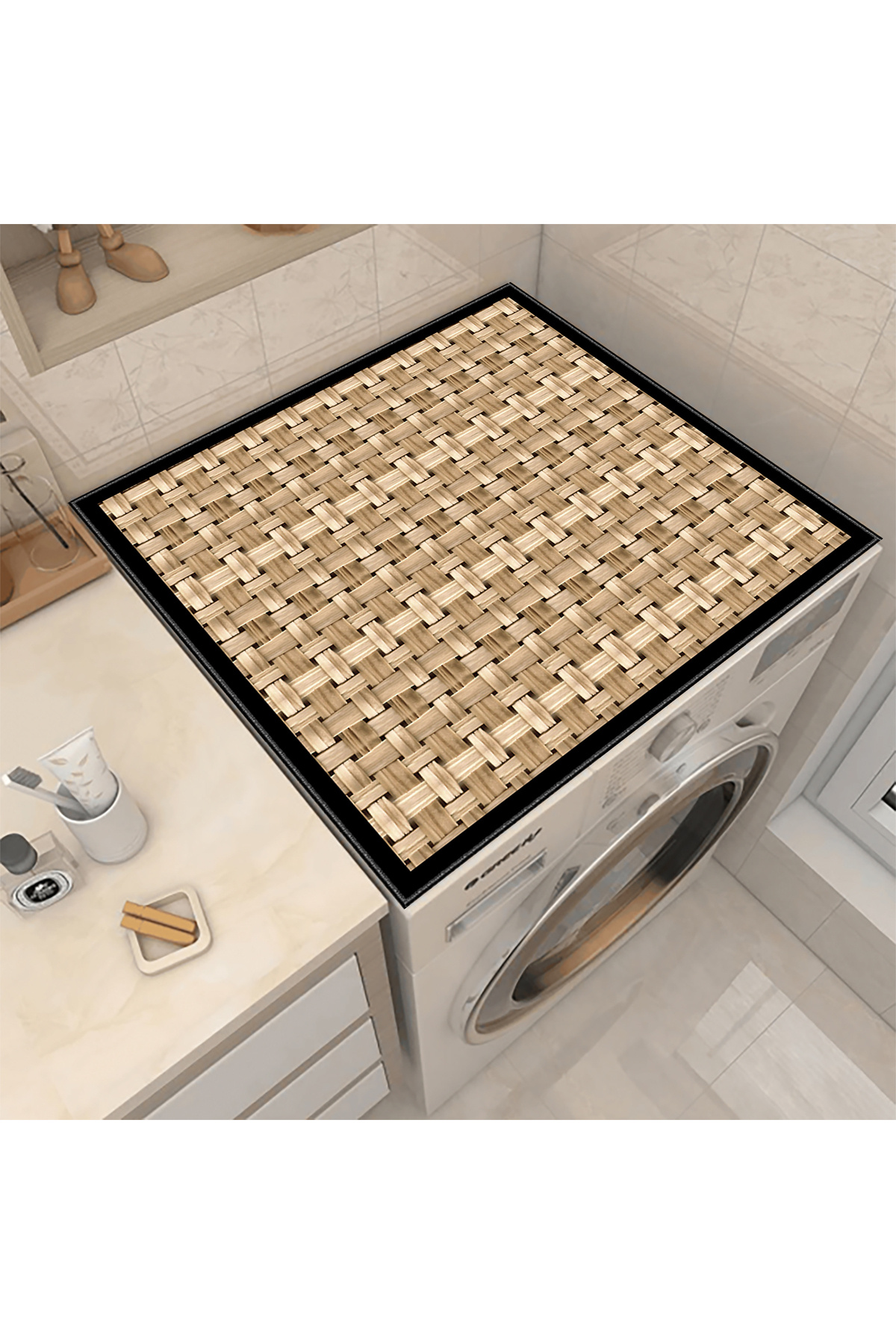 Nuva Home Çamaşır Makinesi Örtüsü Kurutma Makinesi Matı - Kaymaz Yıkanabilir Leke Tutmaz Su Geçirmez