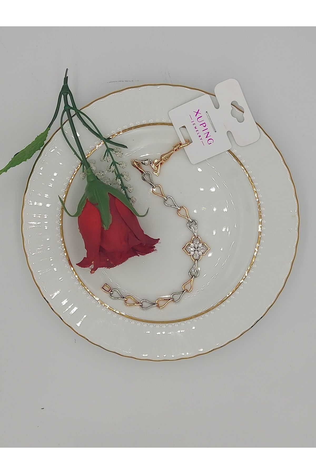 XUPING JEWELRY Xupıng Altın Gümüş Çelik Bileklik 17+2 cm