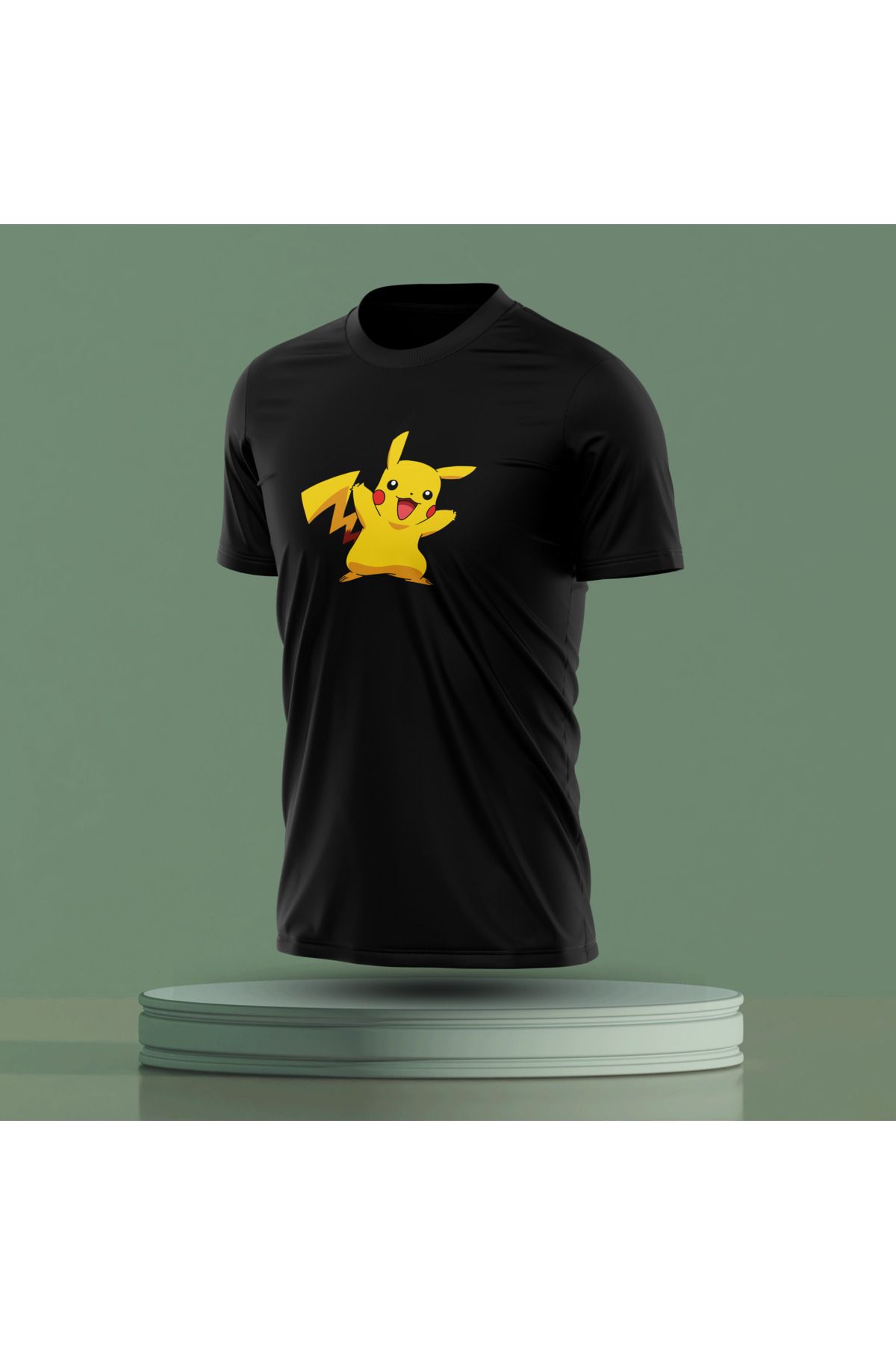 Bulvar Lee Erkek Sıfır Yaka Pikachu Baskılı Yazlık T-Shirt