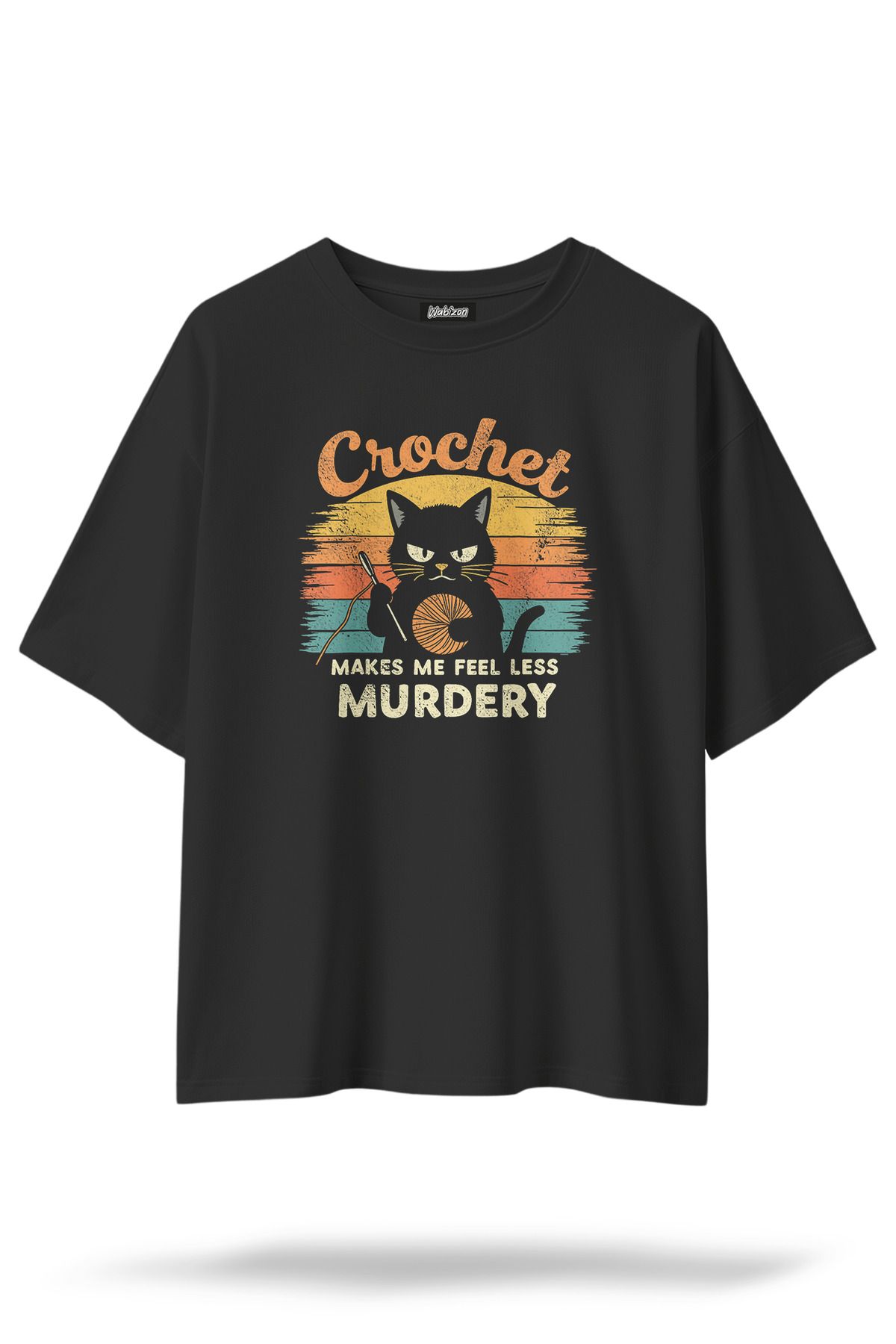 Wabizon Crochet - Oversize / Geniş Kesim Baskılı %100 Pamuklu T-shirt | Unisex