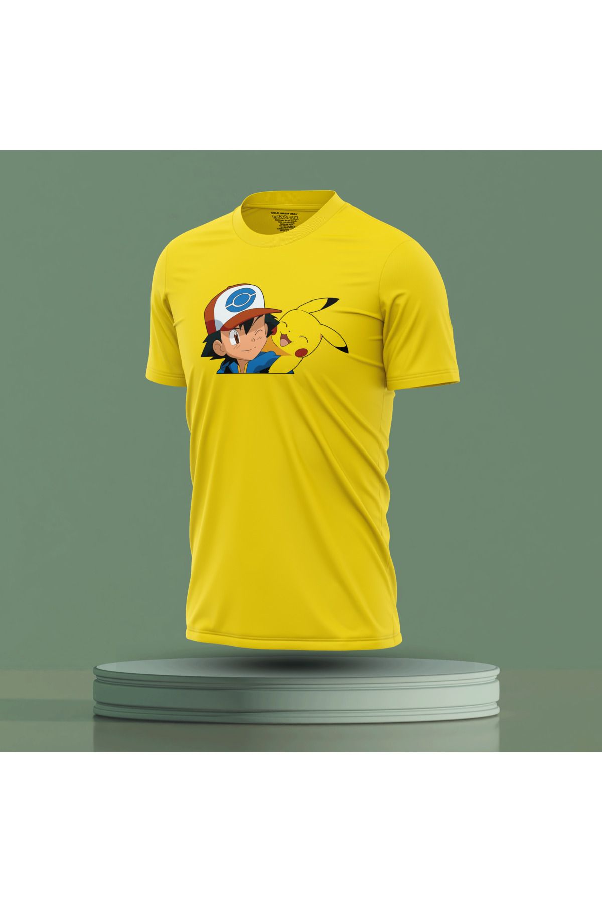 Bulvar Lee Erkek Sıfır Yaka Pikachu Baskılı Yazlık T-Shirt
