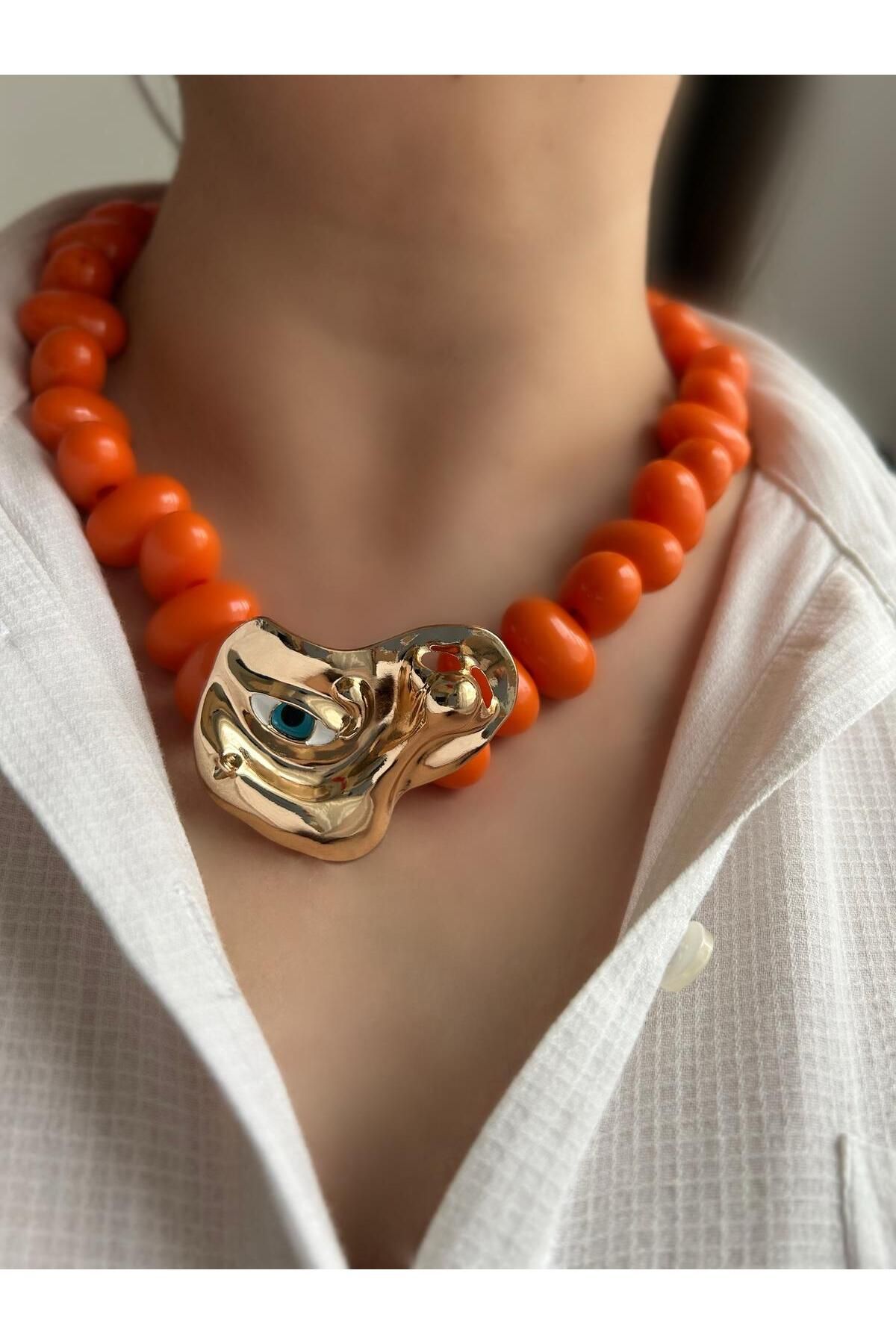 ecekypnrjewelry TURUNCU BONCUK DETAY KOLYE