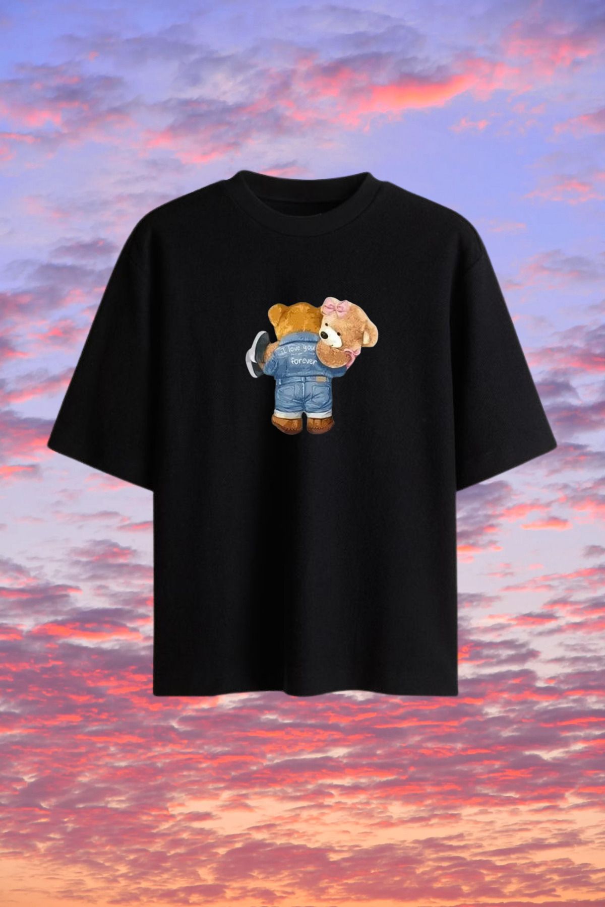 Dupe Design Girl&Boy Bear Baskılı Oversize T-shirt