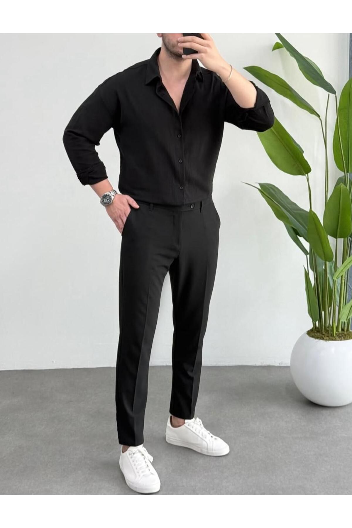 JACK CAPRİO Erkek Yeni Sezon Trend Louıs Kumaş Terletme Yapmayan Vücuda Yapışmayan Dökümlü Oversize Gömlek