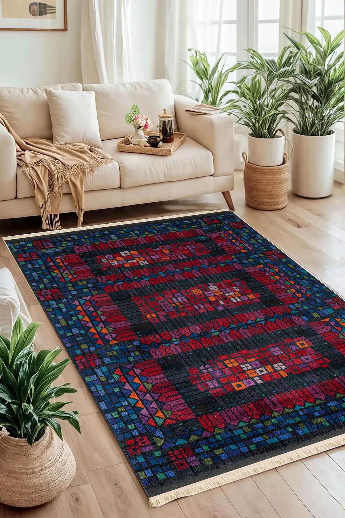 Markaev Geometric Baskılı Dokuma Taban Halı 123 YNG