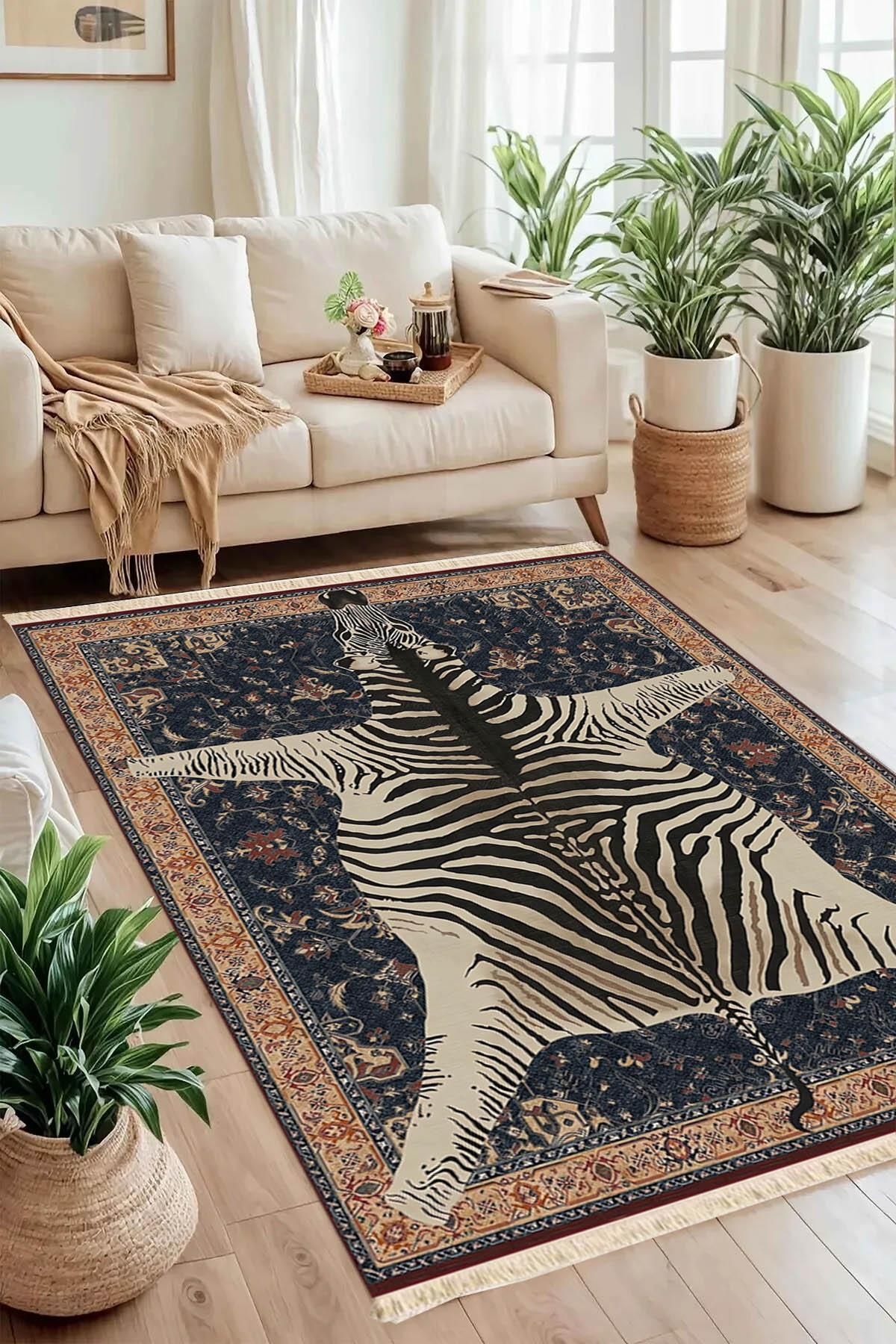 Markaev Zebra Baskılı Dokuma Taban Halı 132 YNG