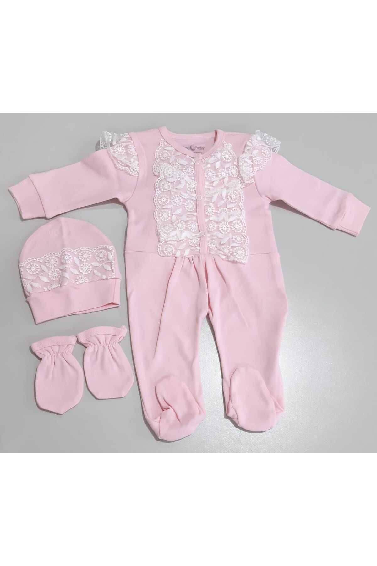 Sönmez Baby DANTEL ROBALI PENYE TULUM ÜÇ PARÇA KIZ BEBE TAKIMI