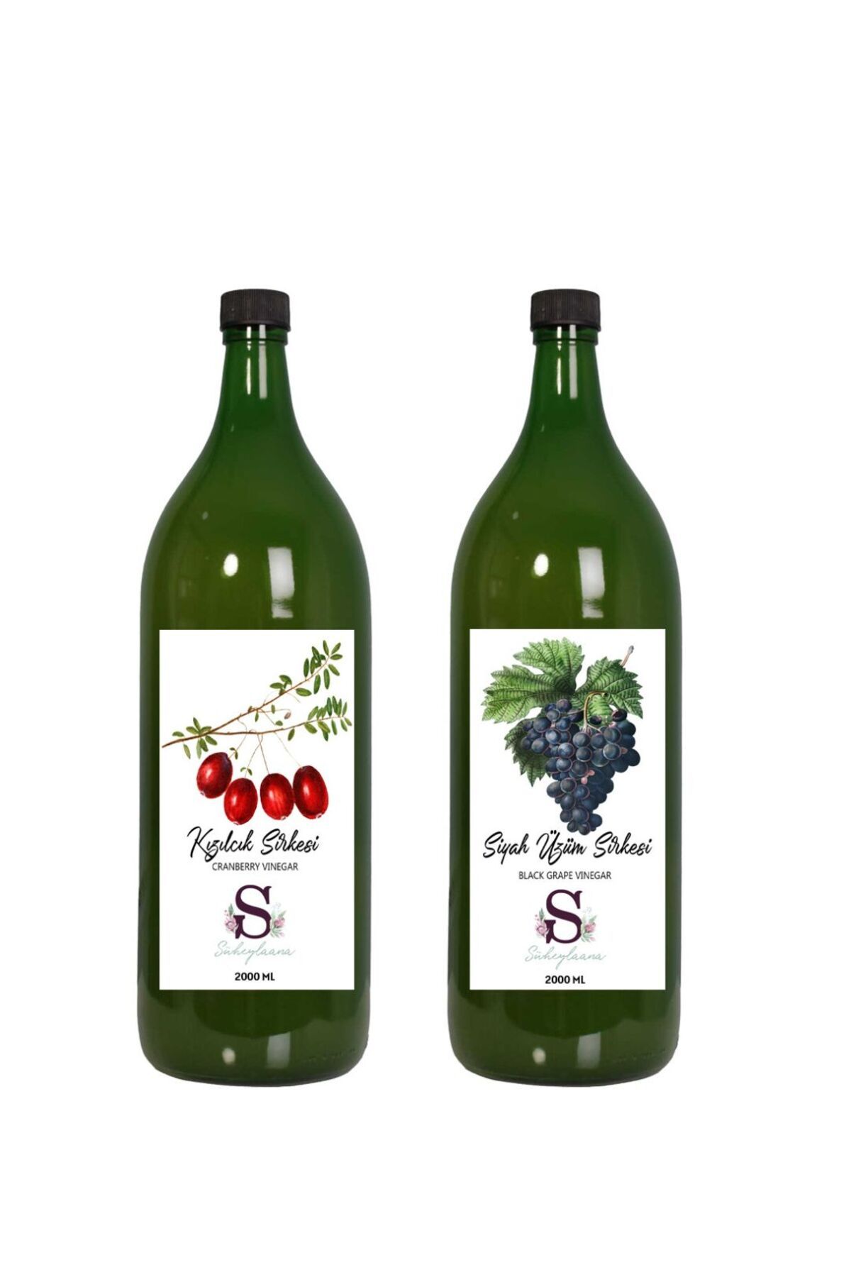 Süheylaana Doğal Kızılcık Sirkesi 2000 Ml - Doğal Siyah Üzüm Sirkesi 2000 Ml