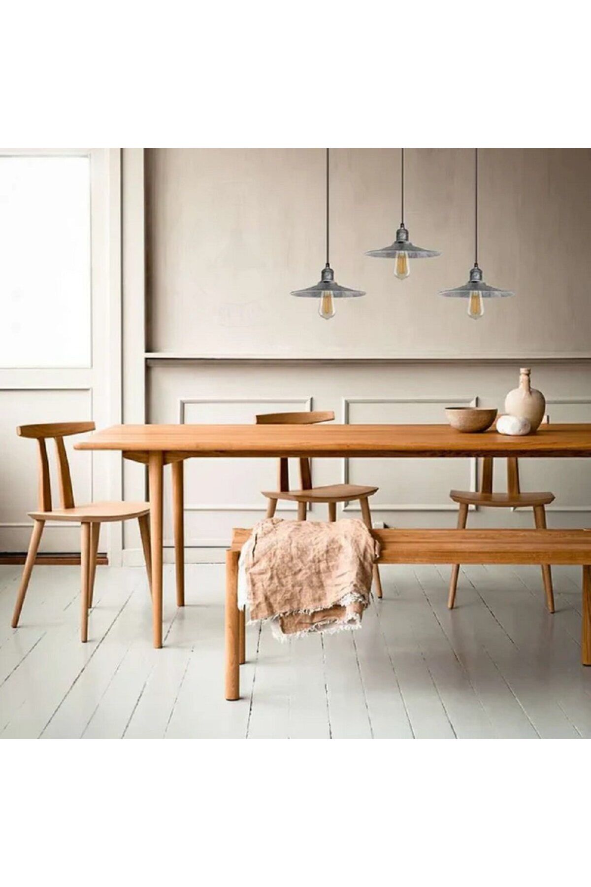 RİOLİGHT VİNTAGE,RETRO,RUSTİK GRİ,GÜMÜŞ FIRÇALI PATİNALI 3XE7 METAL MASA ÜSTÜ SARKIT AVİZE EN:60CM