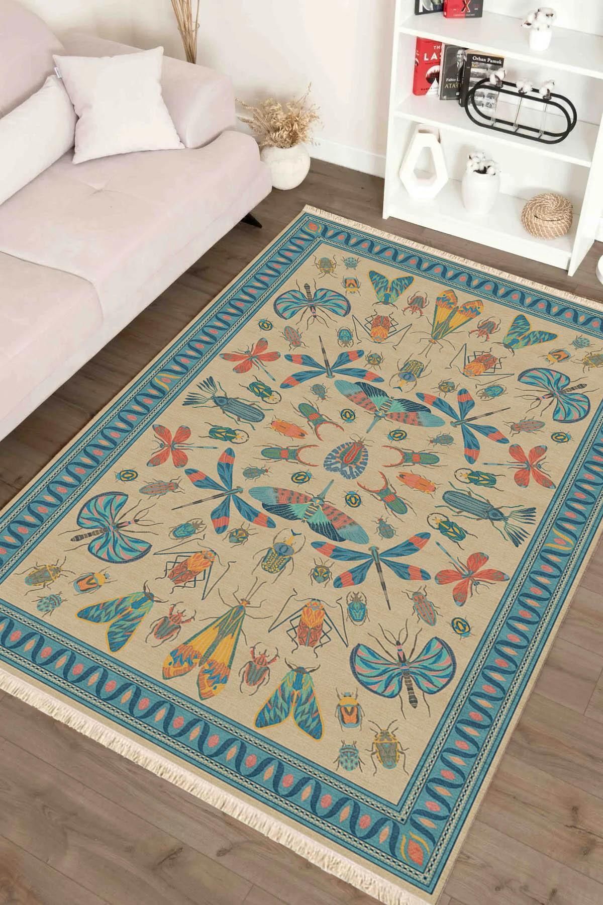 Markaev Butterfly Baskılı Dokuma Taban Halı 133 YNG