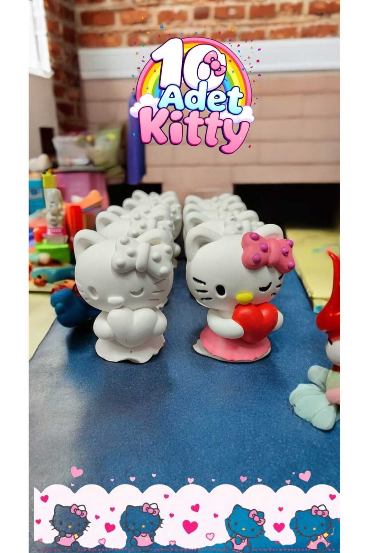 CanTasarımEvi 10'lu Sanrio Hello Kity Taş Boyama Figür Çocuk Gelişimi Anne Çocuk Etkinlik Taş Boyama Seti
