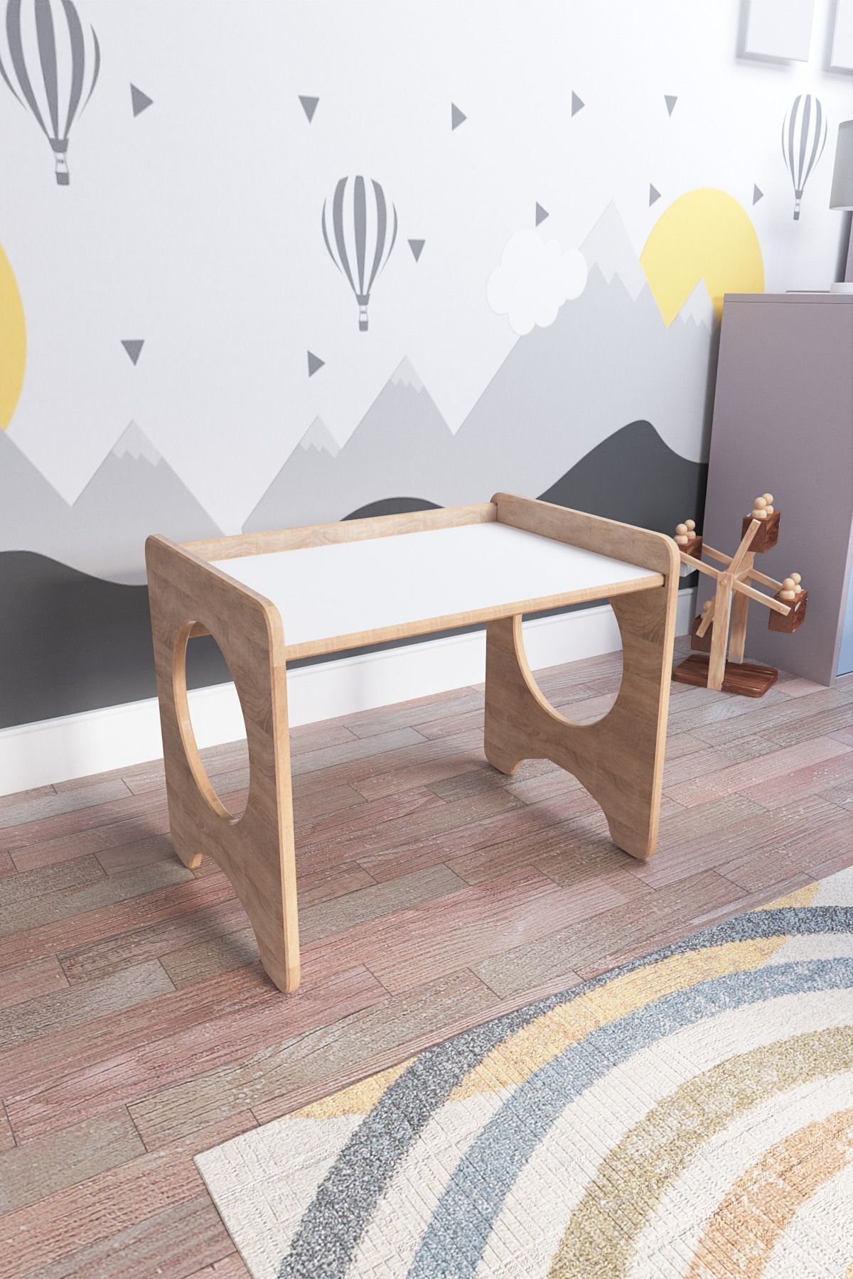 zeo wood design Montessori Çocuk Oyun & Aktivite & Çalışma Masa ve Sandalyesi - Sonoma fotoğrafı 5 (önizleme)