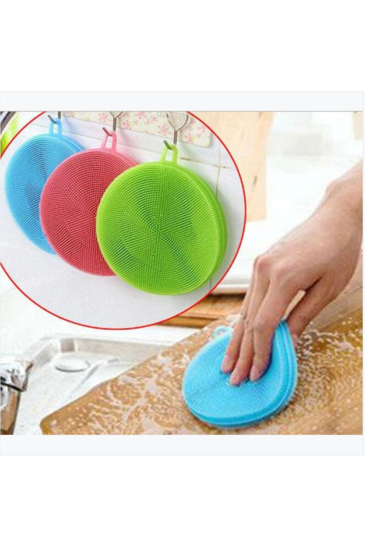 BerSel Butik Silikon Bulaşık Yıkama Fırçası Tükenmeyen (2 Adet)