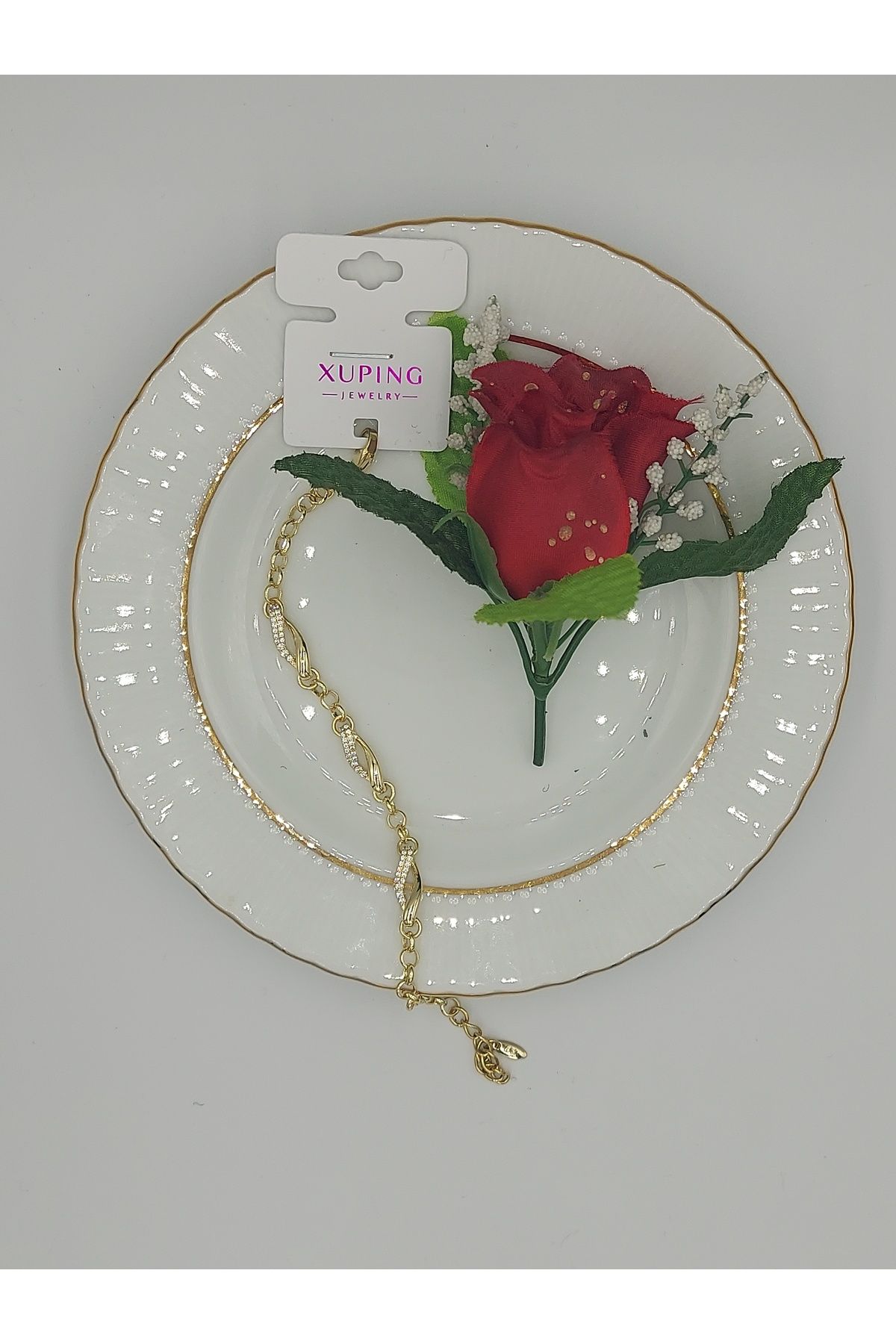 XUPING JEWELRY Xupıng Altın Renk Sonsuzluk Çelik Bileklik 17+2 cm