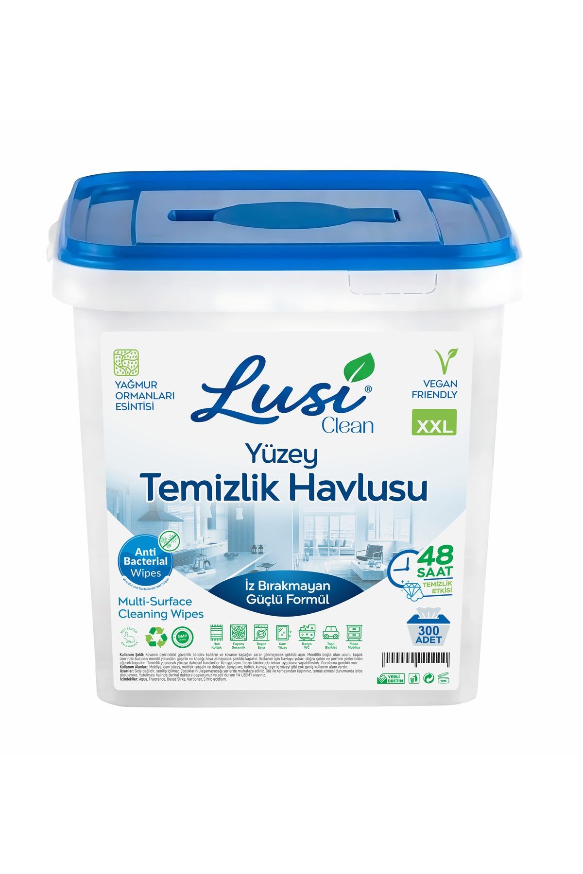 lusi clean Yüzey Temilik Havlusu Islak Kova Mendil 300 Adet Xxl