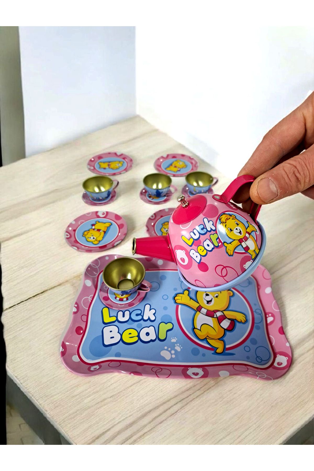 ALYTOYS Oyuncak Çay Seti metal ÇAY EVCİLİK OYUNU 14 Prç Kutulu 30X40cm hediyelik FİNCAN TEPSİ ÇAYDANLIK