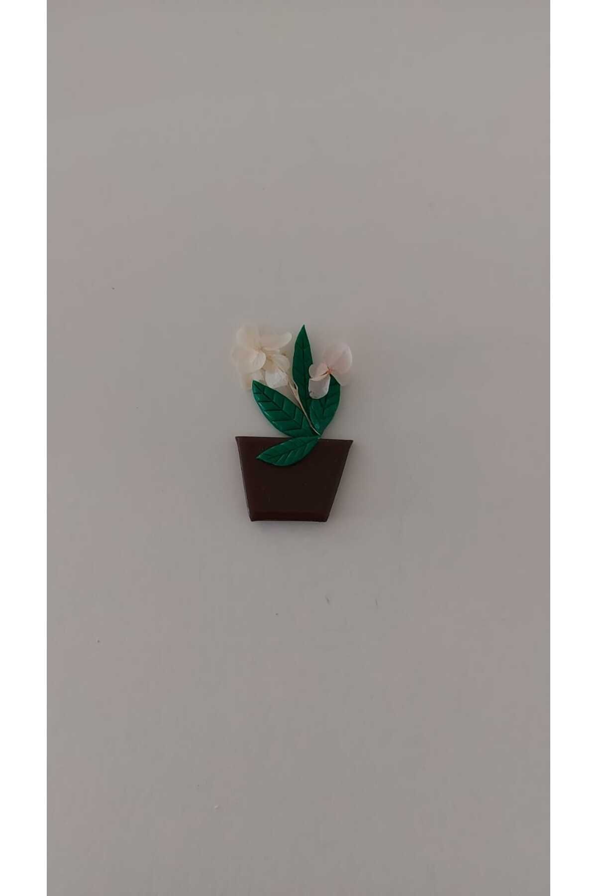 GiftlandCollection GiftLand El Yapımı Minyatür Polimer Kil Saksı Çiçek Magnet