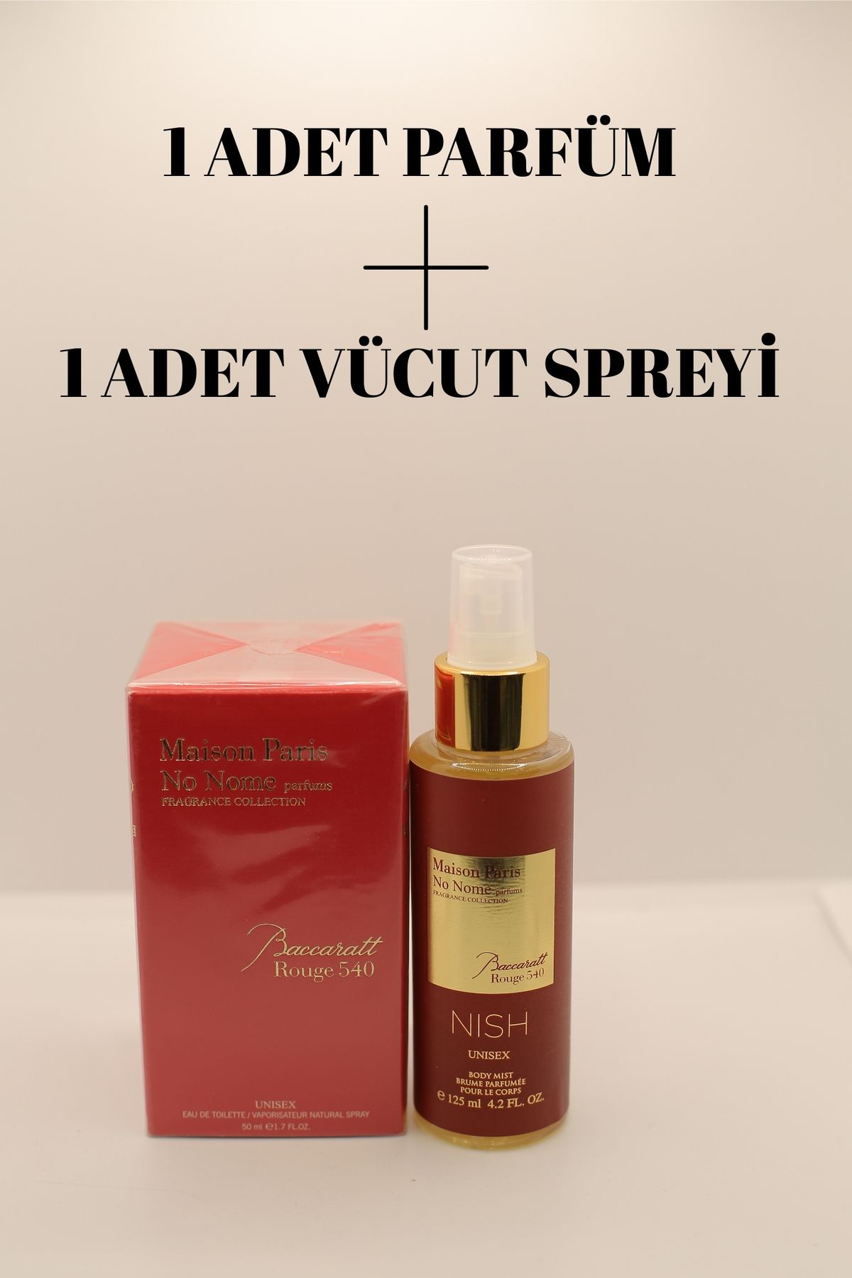 NO NOME 134 Maison Paris Fragrance Bacarat Rouge 540 Unisex Parfüm 50 Ml Edt + Vücut Spreyi 125 Ml