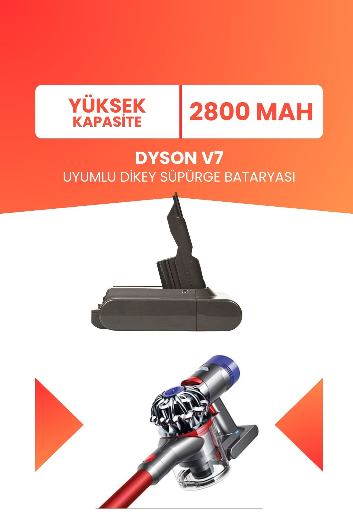 ELECTROLL Dyson V7 Uyumlu Batarya SV11 (YÜKSEK KAPASİTE) 21.6 V 2800mah Dikey Süpürge Bataryası