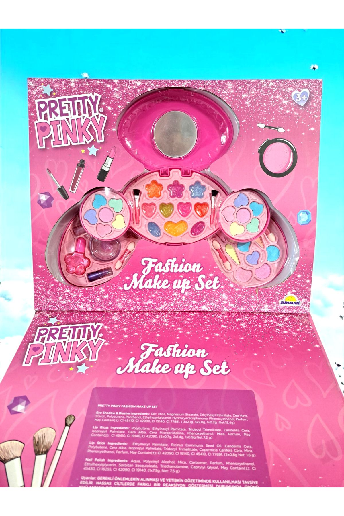 ALYTOYS Oyuncak Pink Makyaj Seti Sürülebilinir sağlıklı evcilik güzellik oyunu 36x30cm kapaklı ayna
