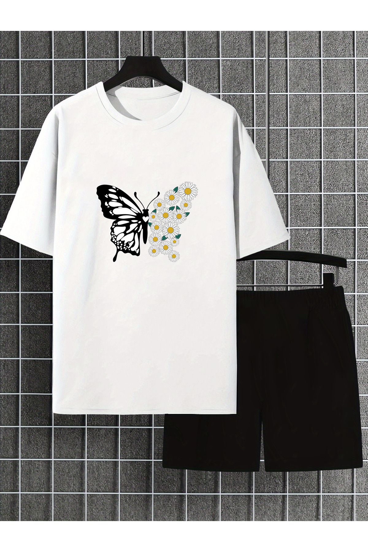 uyguntarz Unisex PAPATYAKELEBEK Tasarım Basklı Tshirt Eşofman Takımı