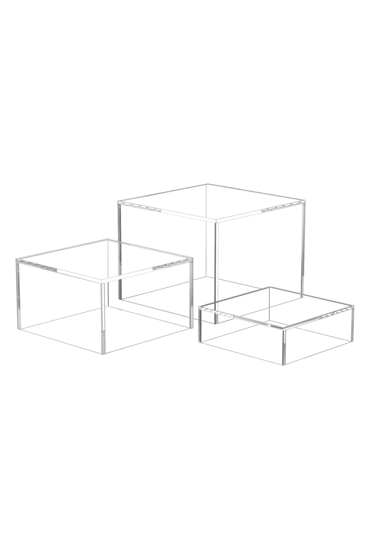 Generic-6pcs Acrylic Risers Cube Dessert Table Display Nesting Riser With Hollow Bottoms 8"x9"x10(CLEAR) 1