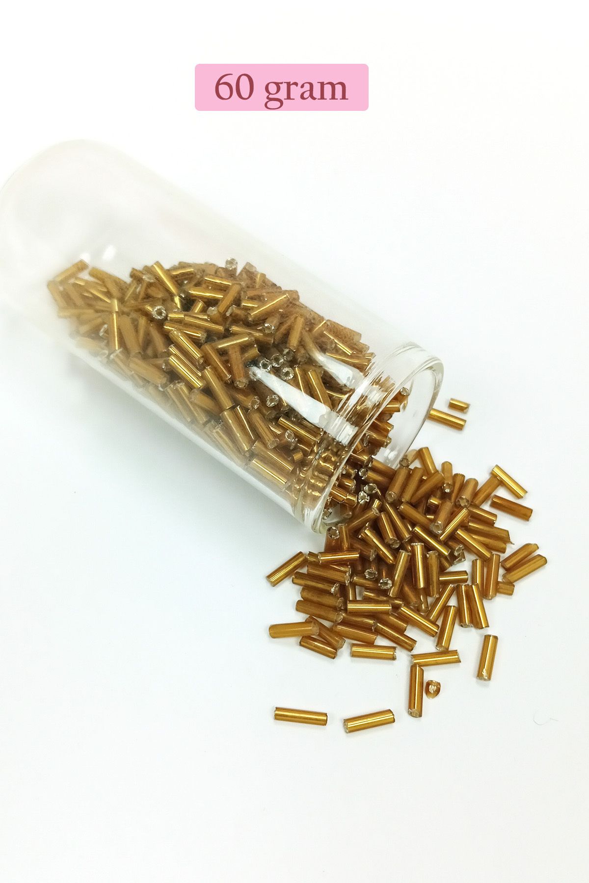 Royaleks Uzun Boru Kesme Boncuk Çap 2mm Uzunluk 10 mm - 60 Gram - Altın Sarısı - BNC270