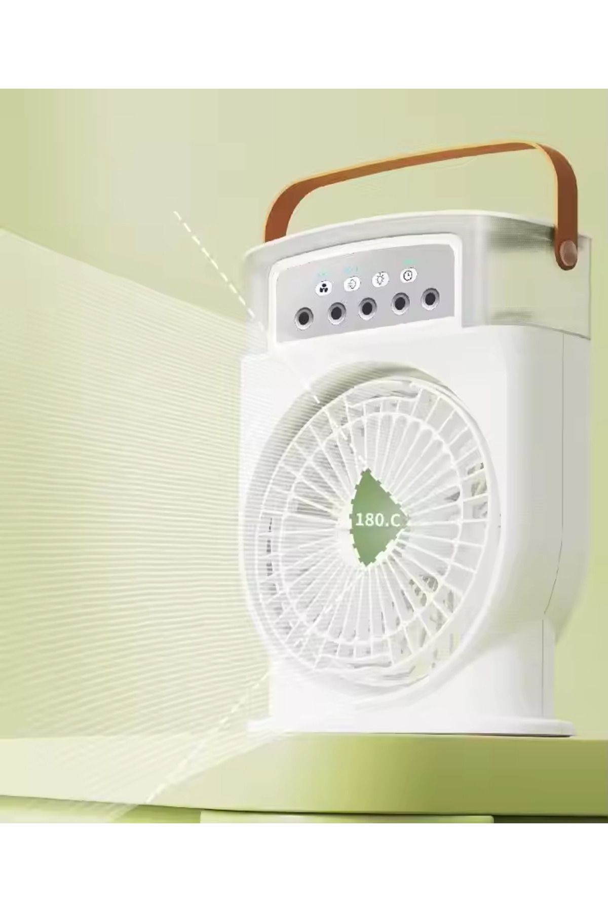Enshall Yeni Şarjlı Işıklı 600ml 5 Spreyli Vantilatör Buzlu Buharlı Mini Klima Mini Fan