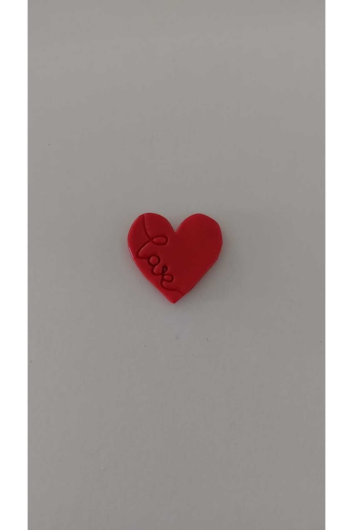 GiftlandCollection GiftLand El Yapımı Kırmızı Polimer Kil Kalp Love Yazılı Magnet