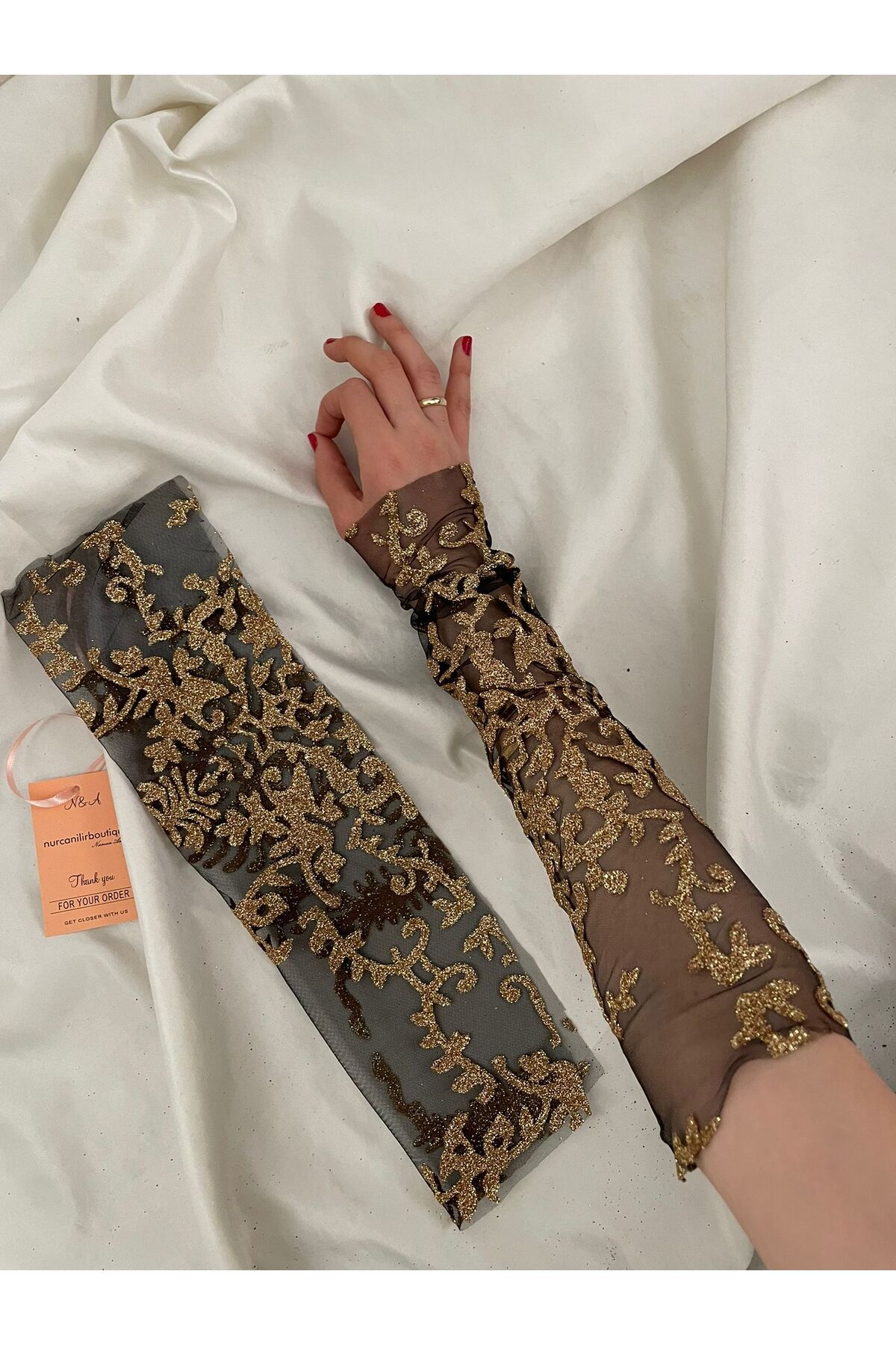 Nurcanilirboutique SİM DETAYLI ZARİF ÖZEL GÜN TAMAMLAYICI ELDİVEN&KOLLUK