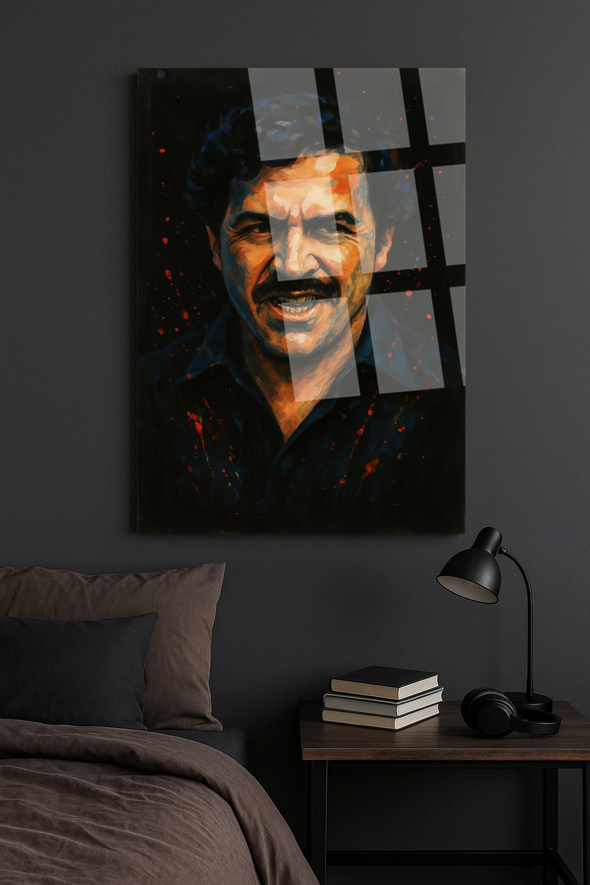 TAULART PABLO ESCOBAT MAFİA TABLO CAM TABLO EV HEDİYESİ ULTRA CANLI RENKLER