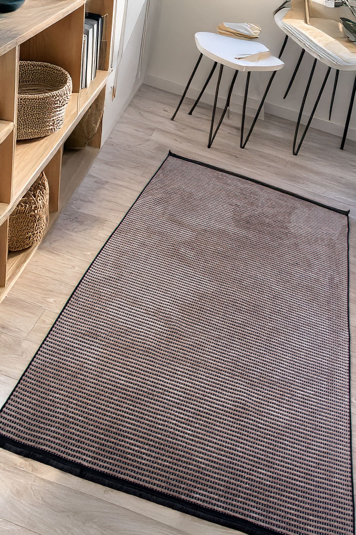 Loomina Home Bej Şönil %100 Pamuk Yumuşak Kaymaz Taban Yıkanabilir Kilim Yolluk Salon Oturma Çocuk Odası Dokuma