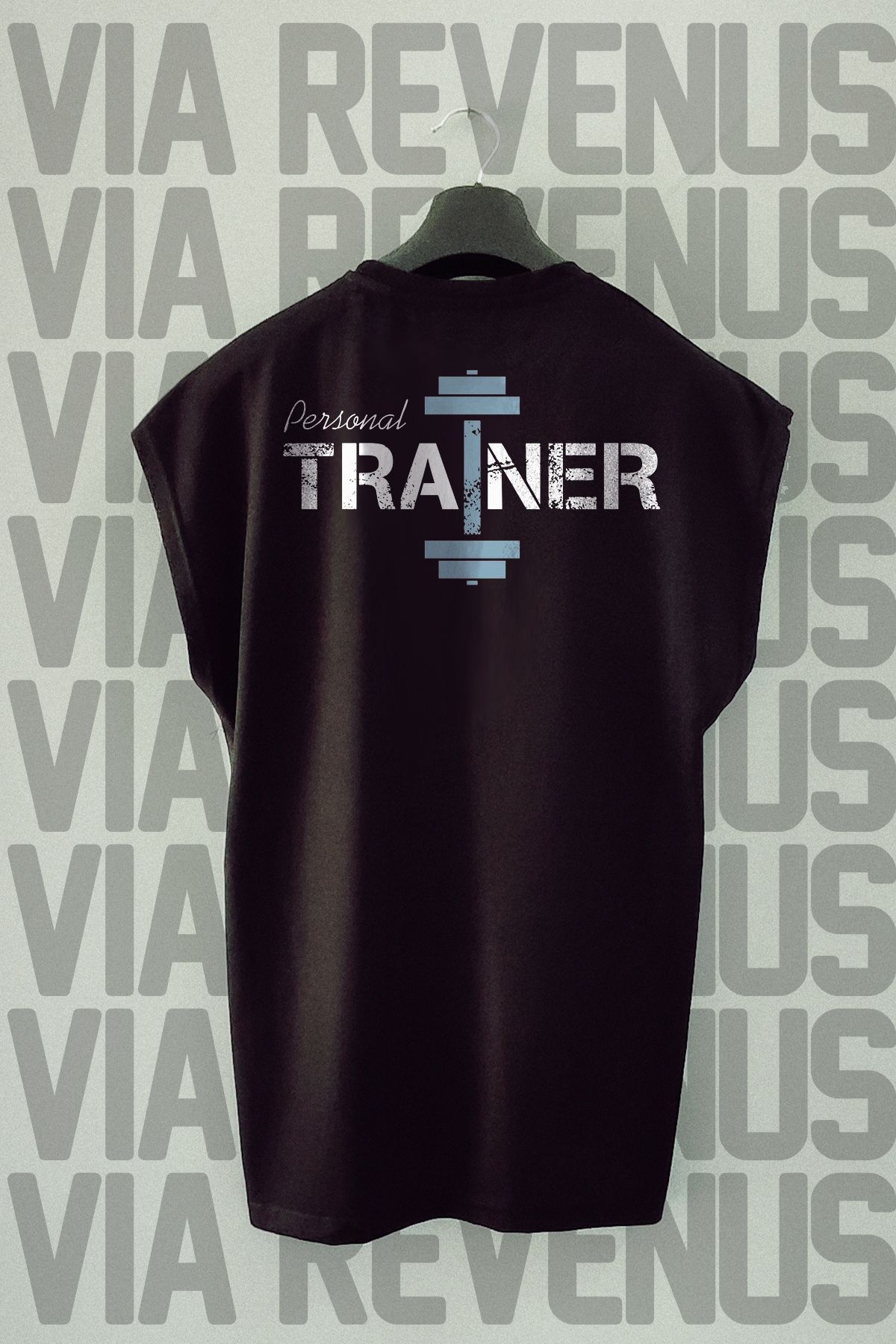 Vordevia Personal Trainer Sırt Baskılı Sıfır Kollu Bisiklet Yaka Spor Tshirt