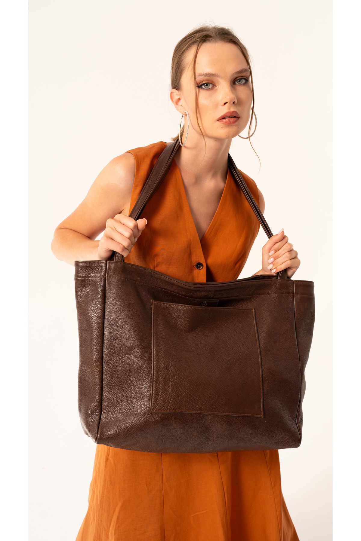 Dichento Hakiki Deri Tote Bag Kadın Çanta