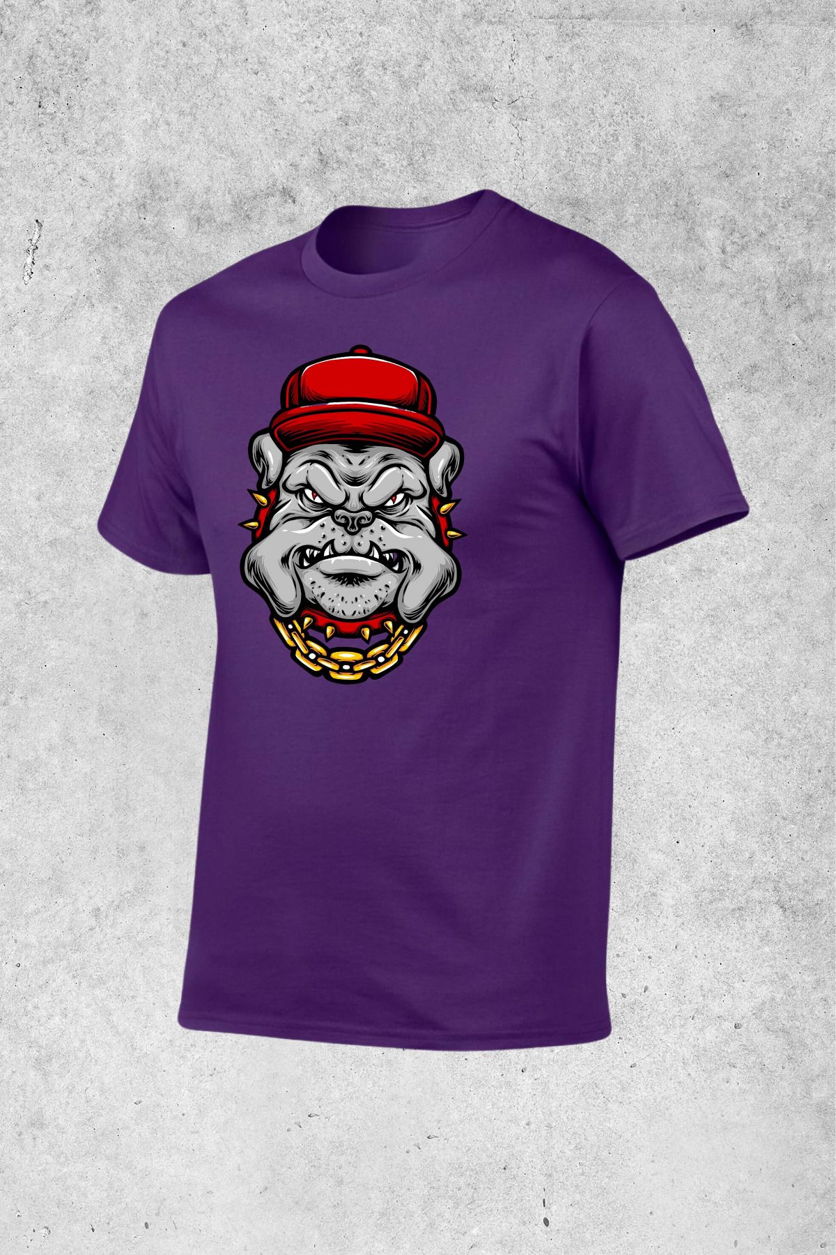 MOLICO Basic unısex sıfır yaka kısa kollu ŞAPKALI KÖPEK BASKILI tshirt