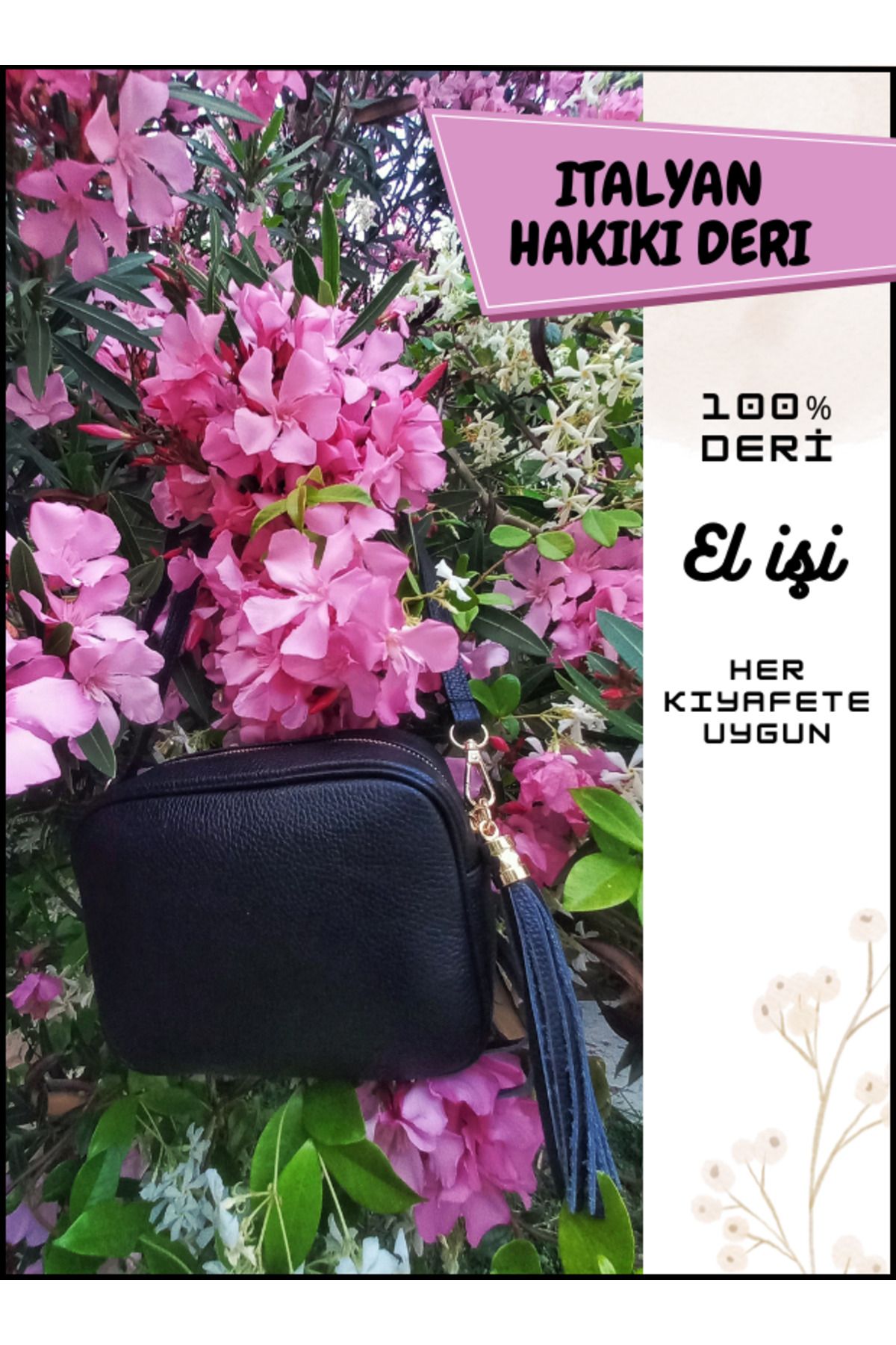 RENGARENK Hakiki Deri İtalyan Şık Zamansız Çapraz Omuz Çanta Her Kıyafete Uygun
