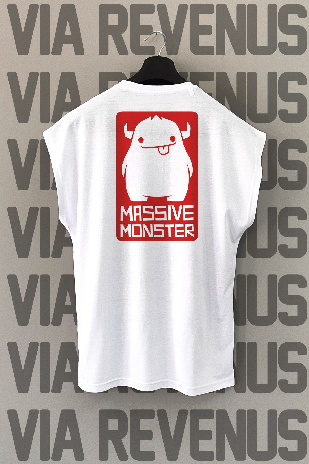 Vordevia Canavar Sırt Baskılı Sıfır Kollu Bisiklet Yaka Spor Tshirt