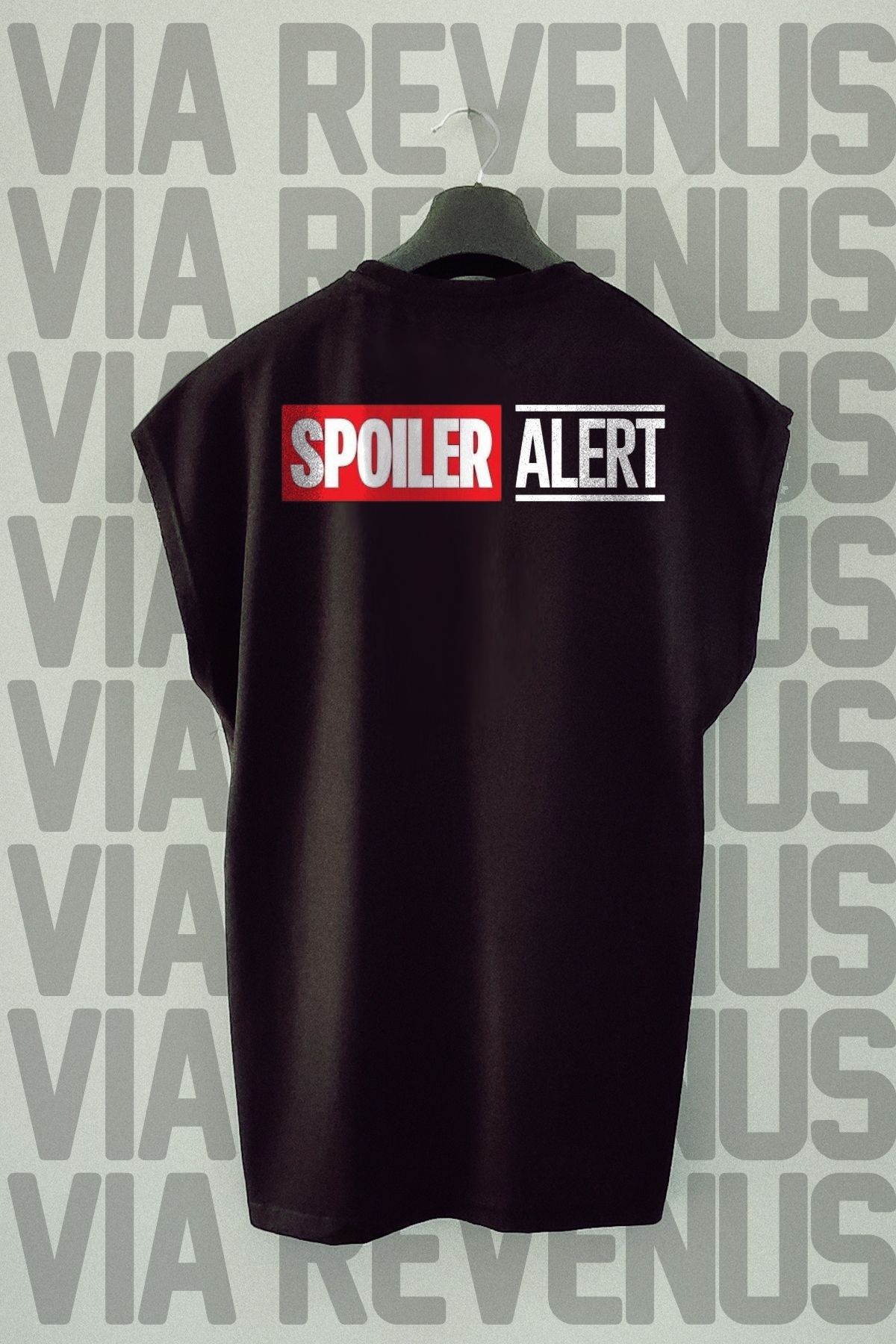 Vordevia Spoiler Alert Sırt Baskılı Sıfır Kollu Bisiklet Yaka Spor Tshirt