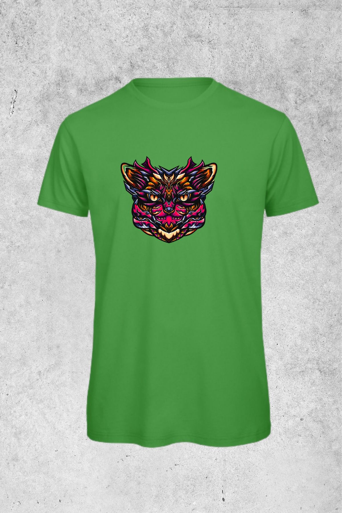 MOLICO Basic unısex sıfır yaka kısa kollu RENKLİ KEDİ BASKILI tshirt