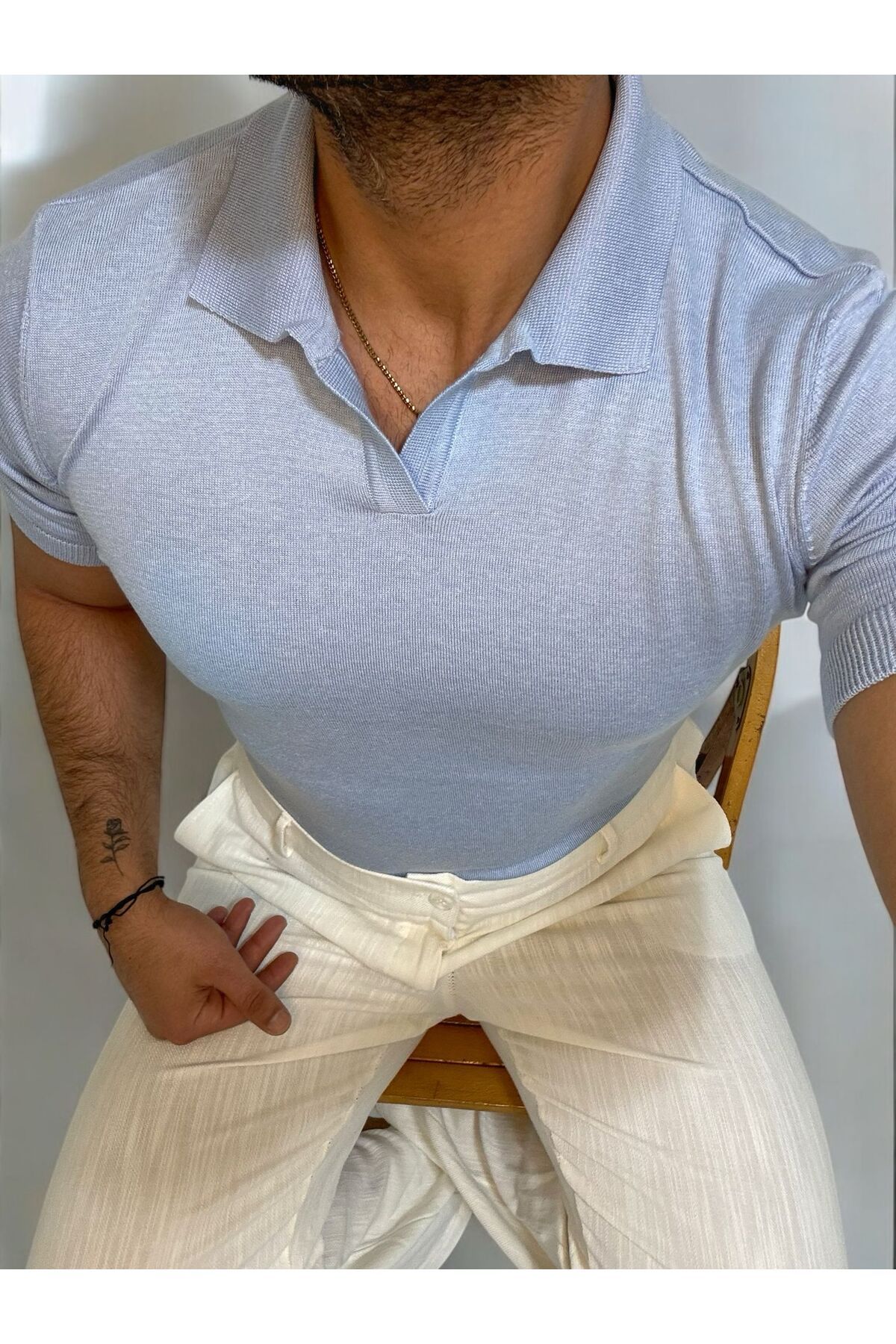 Butik Ross Polo Yaka Düz İtalyan Kesim Tişört