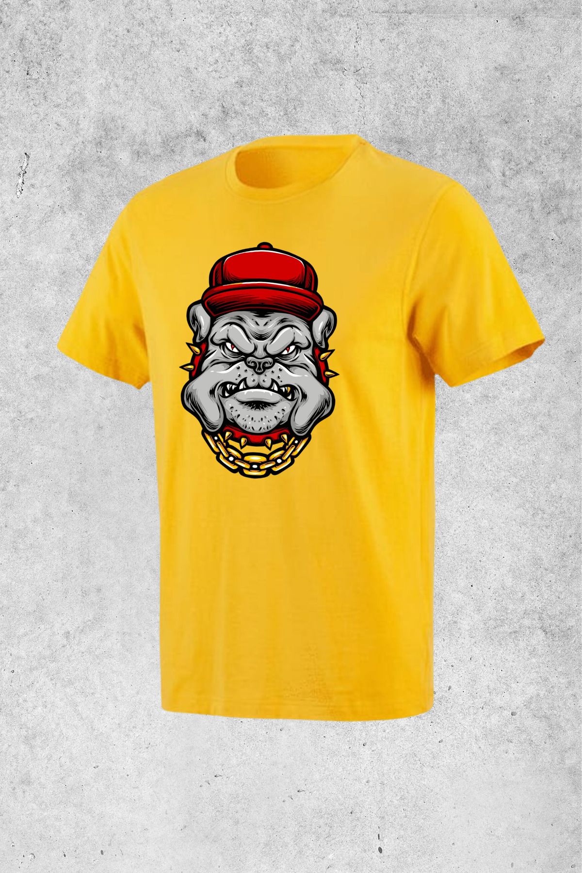 MOLICO Basic unısex sıfır yaka kısa kollu ŞAPKALI KÖPEK BASKILI tshirt