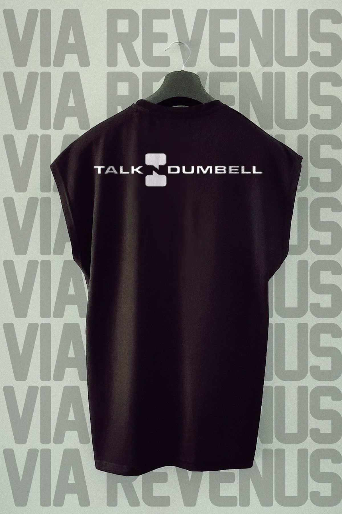 Vordevia Talk Dumbell / Gym Sırt Baskılı Sıfır Kollu Bisiklet Yaka Spor Tshirt