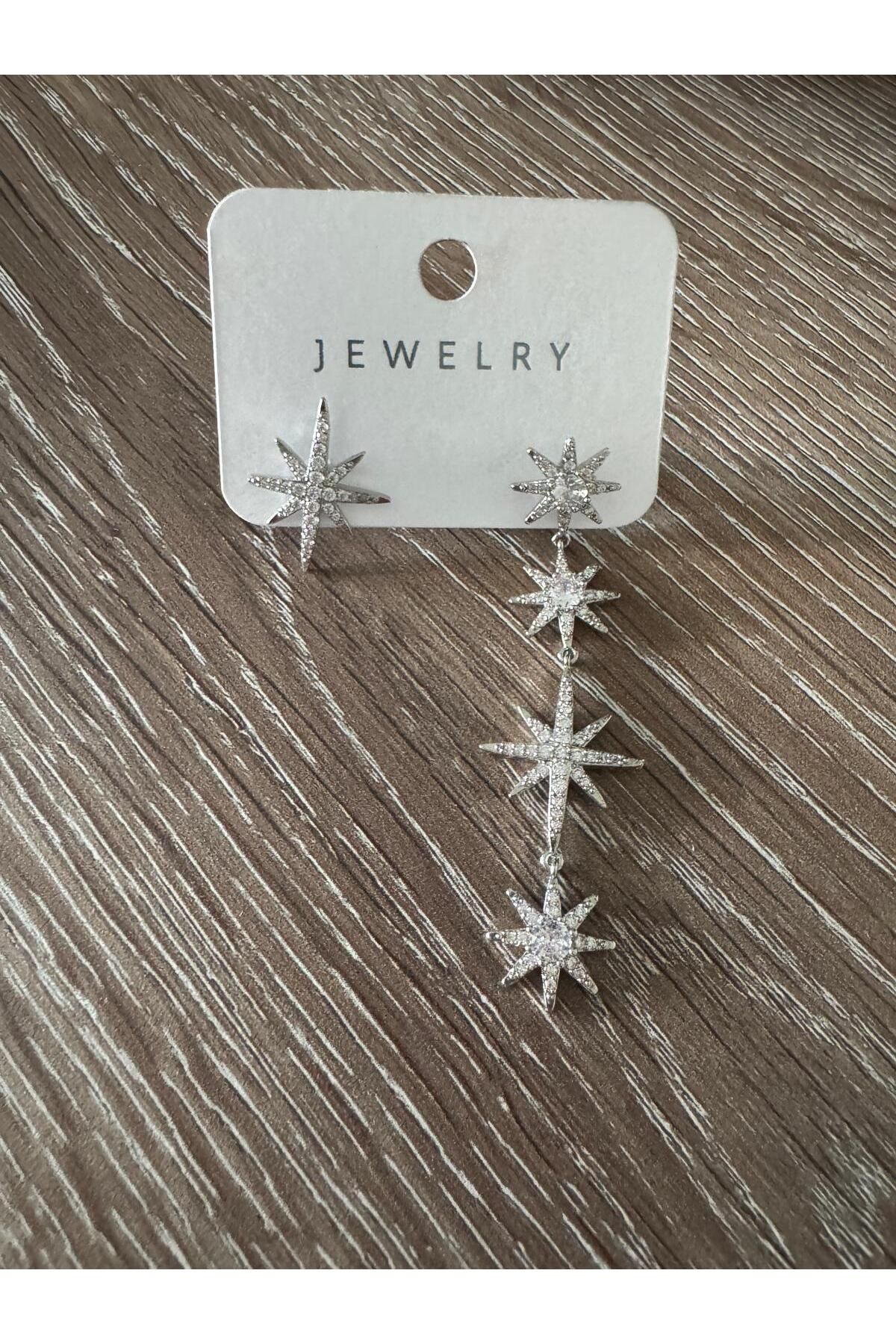 misstakıjewerly ÇELİK SALLANTILI YILDIZ KÜPE