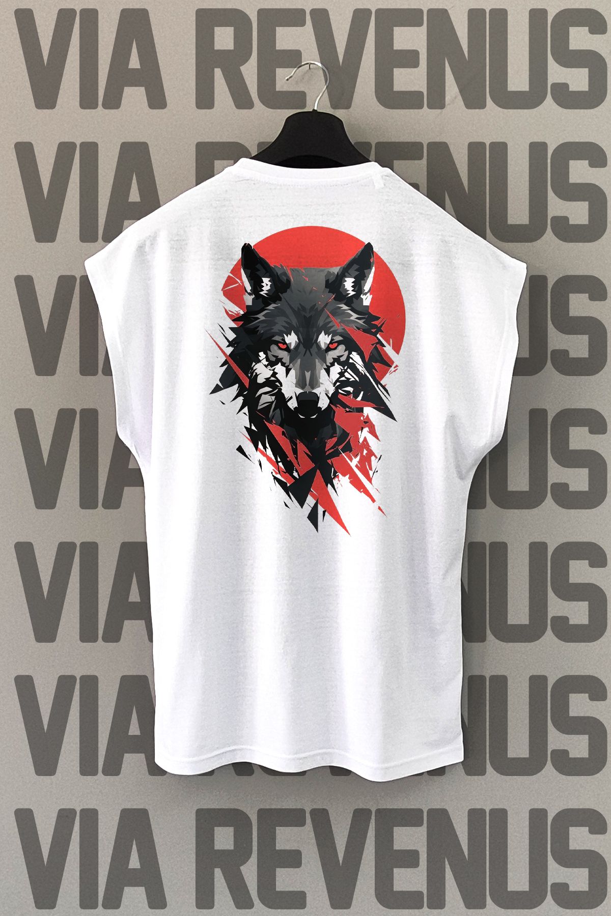 Vordevia Kurt Sırt Baskılı Sıfır Kollu Bisiklet Yaka Spor Tshirt