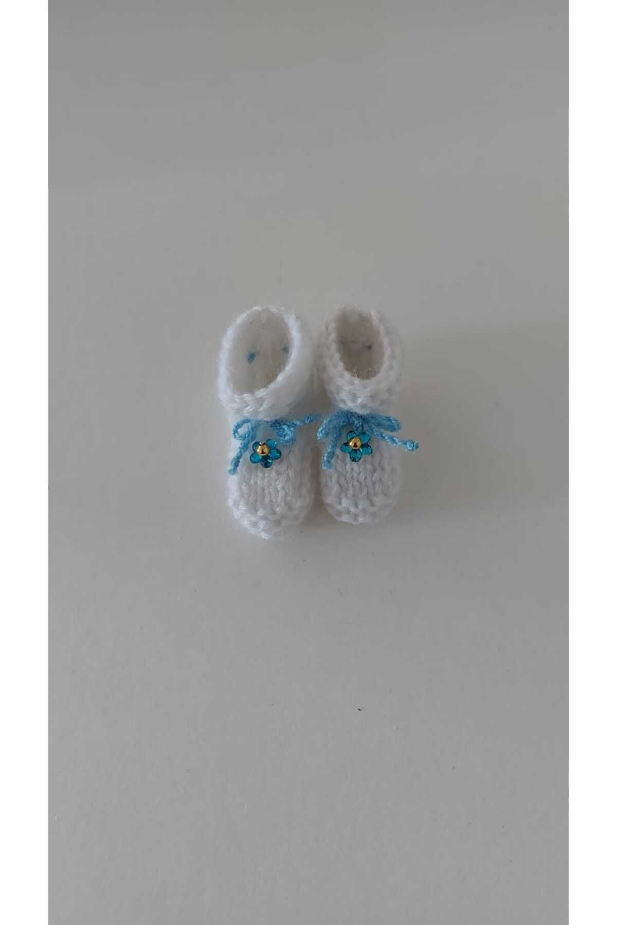 GiftlandCollection GiftLand El Örgüsü Minyatür Beyaz Patik Magnet, Baby Shower
