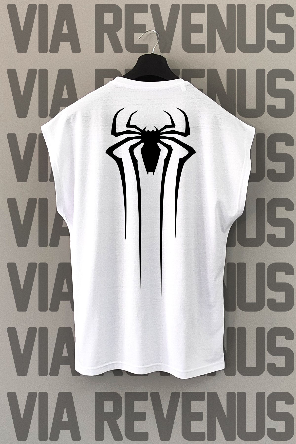 Vordevia Spider Sırt Baskılı Sıfır Kollu Bisiklet Yaka Spor Tshirt