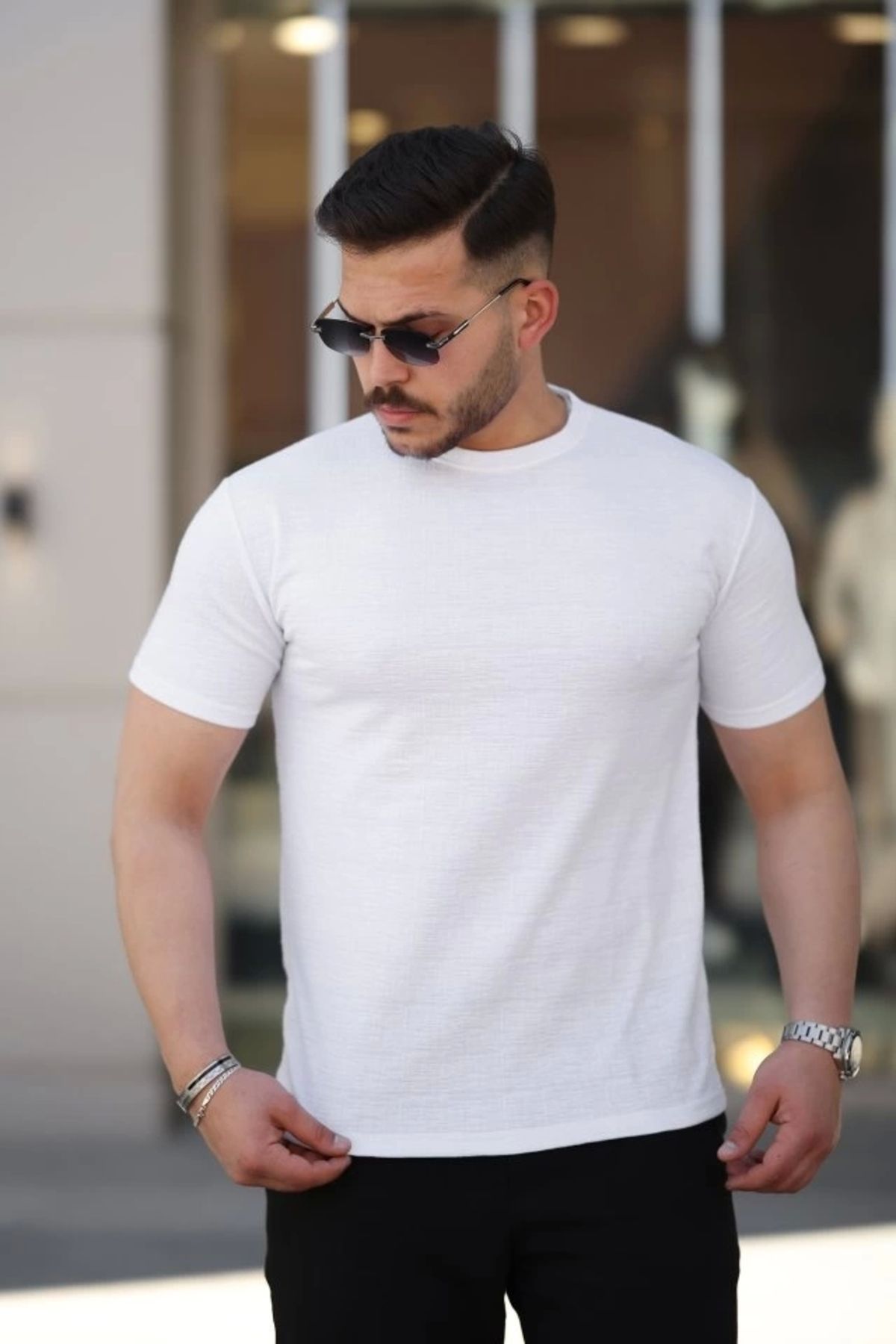Kaplan Erkek Ağaç Kabuğu Desenli Kısa Kollu T-shirt