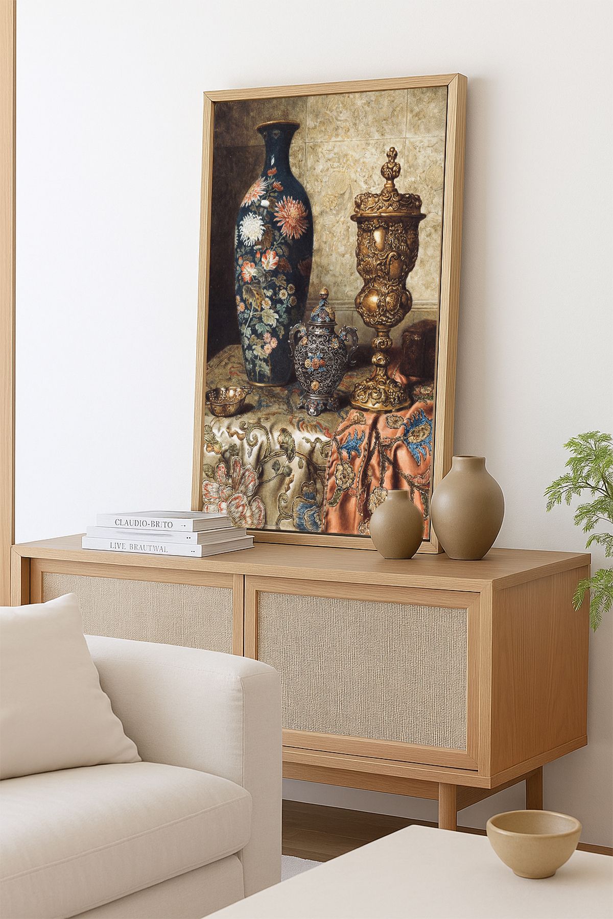 AKSU SANAT Vintage Vazo ve Antika Vazo ÇERÇEVELİ Kanvas Tablo, ÇİFT ÇERÇEVELİ Tablo 1KTBL12